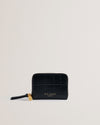 Women's Wesmin-Padlock Detail Small Leather Purse Jet-Black