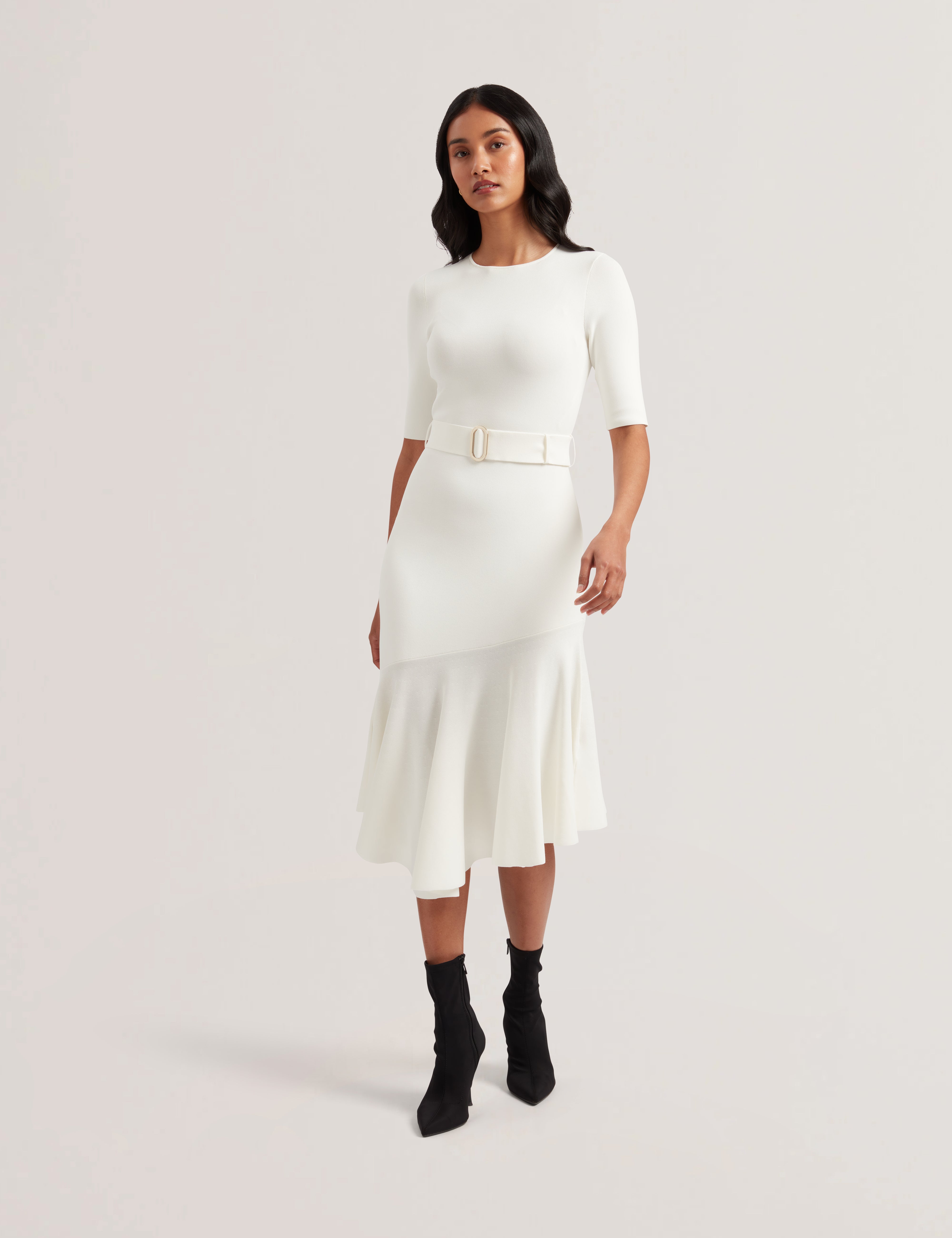 Women's Samalee-Knitted Flippy Skirt Midi Dress Ivory