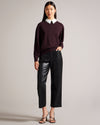 Women's Penniii-Mockable Sweater With Shirt Collar Dk-Brown