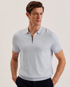 Men's Daldin-Ss Rayon Zip Polo Pl-Blue