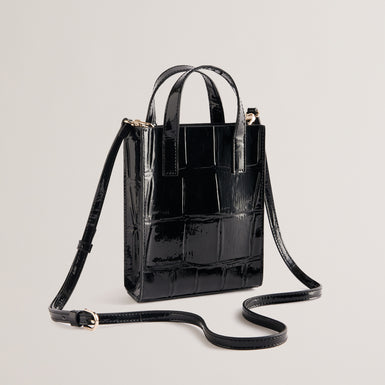 Women's Gatocon-Croc Effect Mini Icon Bag Jet-Black