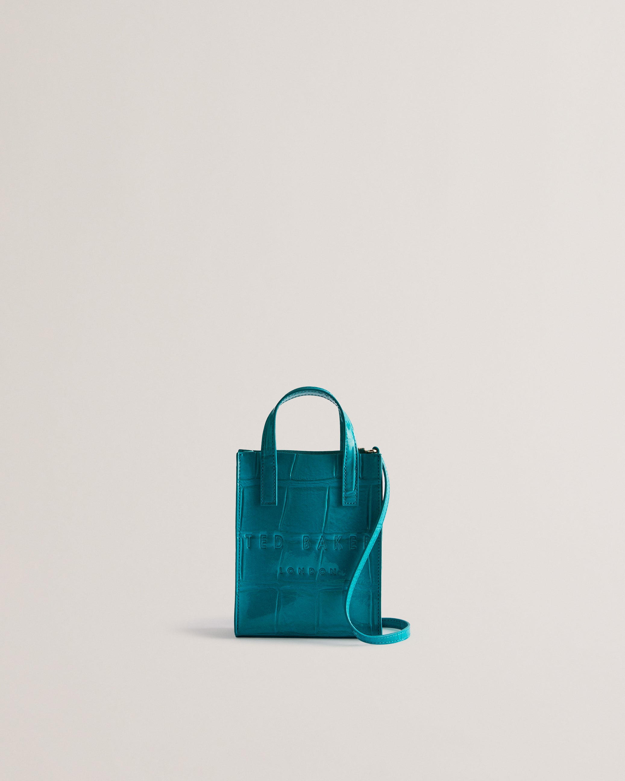 Women's Gatocon-Croc Effect Mini Icon Bag Teal-Blue