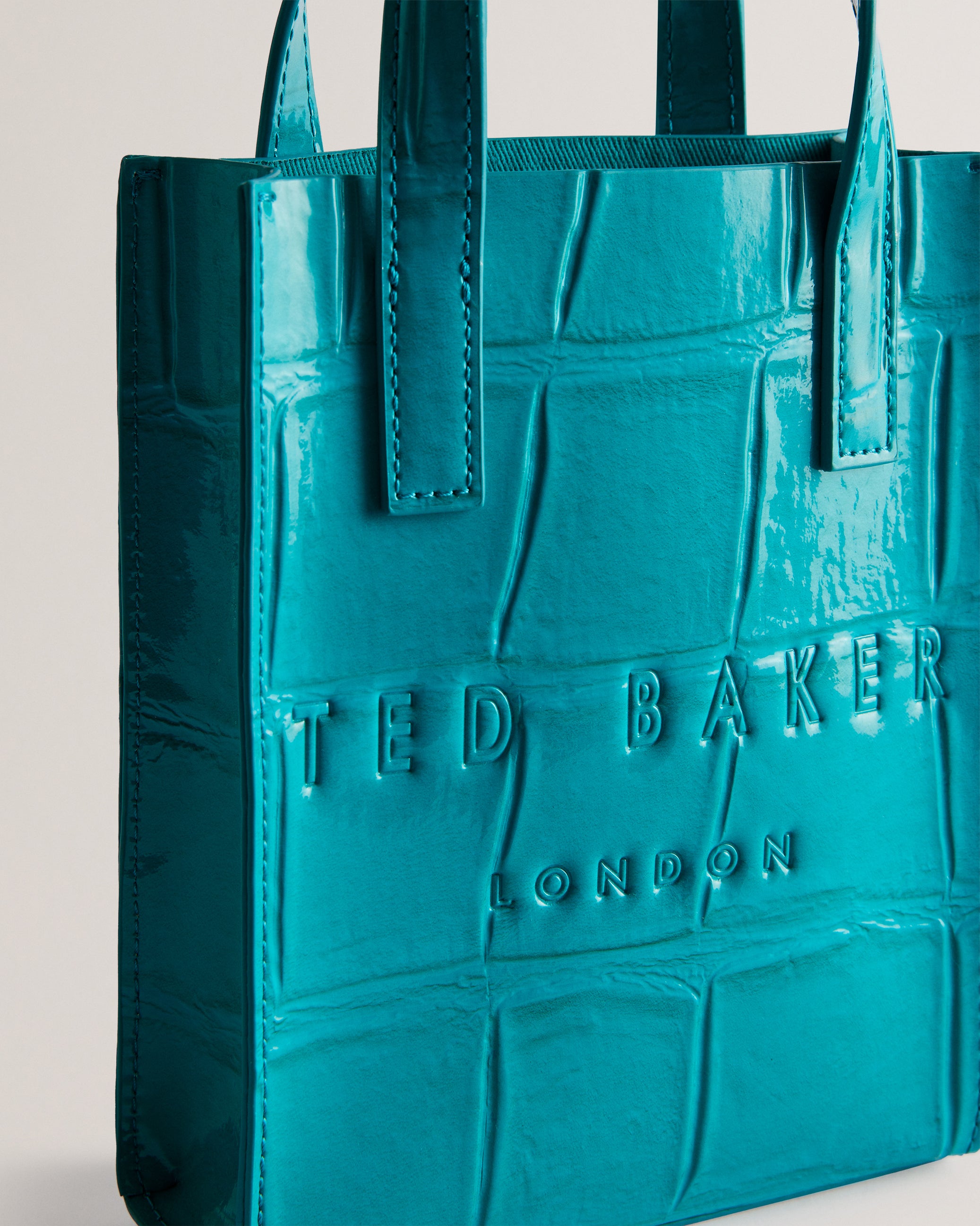 Women's Gatocon-Croc Effect Mini Icon Bag Teal-Blue