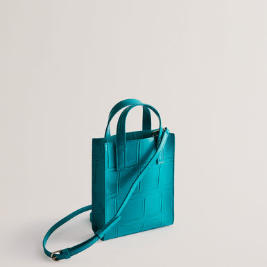 Women's Gatocon-Croc Effect Mini Icon Bag Teal-Blue