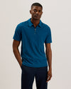 Men's Ansom-Ss Textured Towelling Zip Polo Teal-Blue