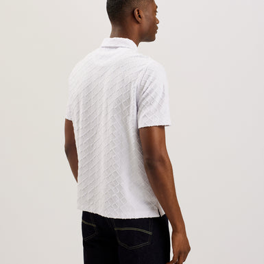 Men's Ansom-Ss Textured Towelling Zip Polo White