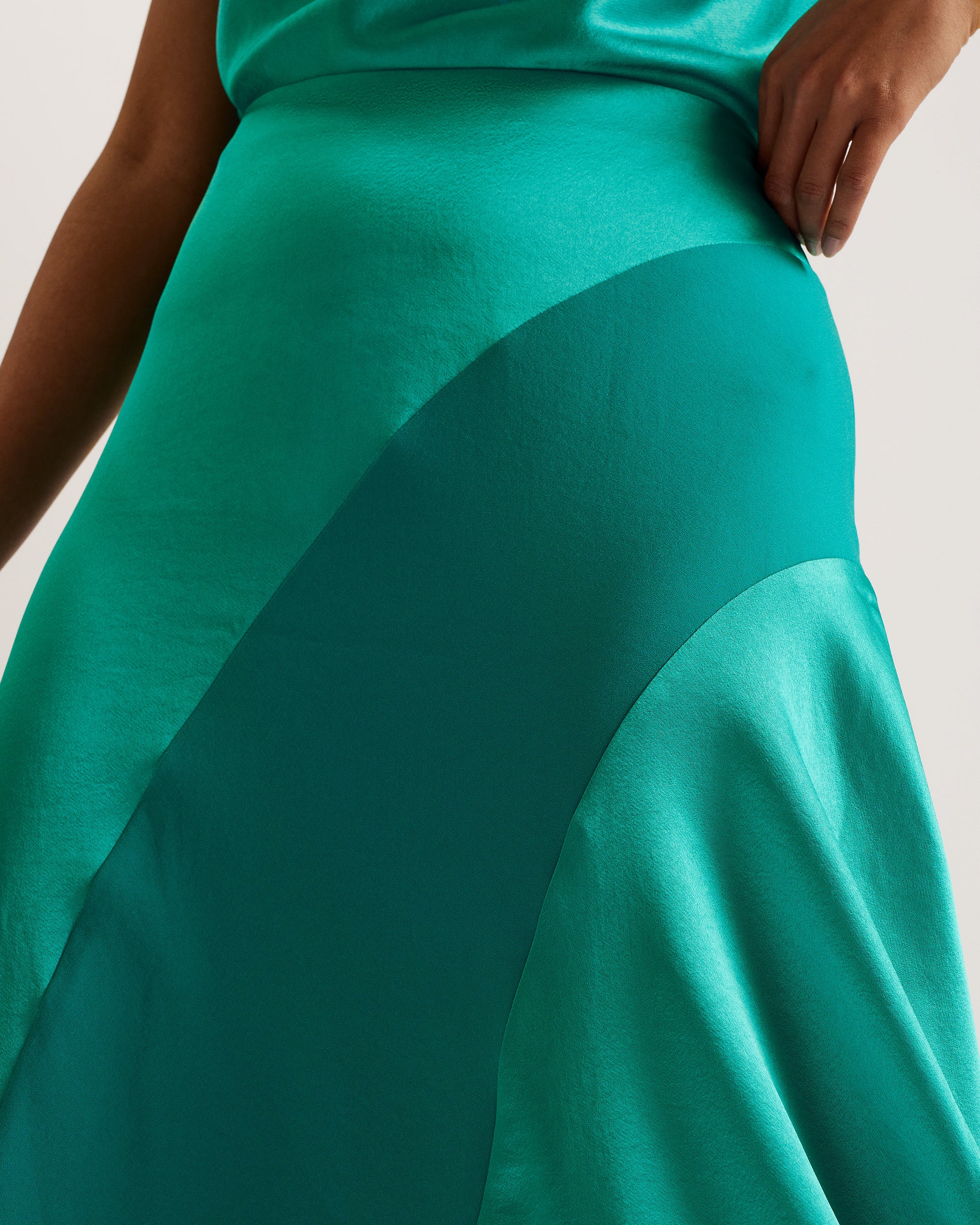 Women's Bolsena-Satin Midi Skirt With Asymmetric Hem Brt-Green