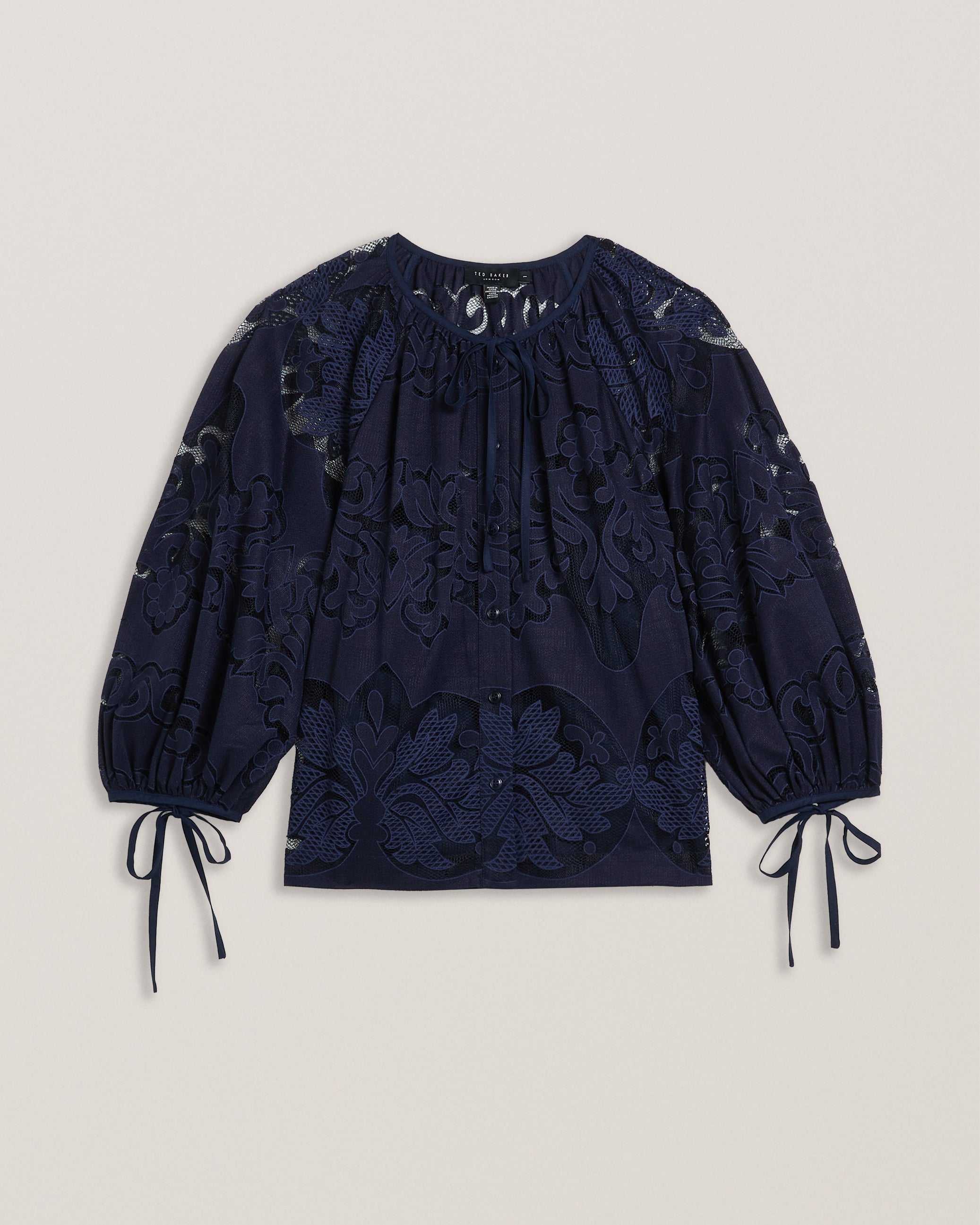 Women's Bacina-Lace Puff Sleeve Blouse Dk-Blue