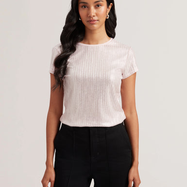 Women's Katrino-Metallic Short Sleeve Crew Neck Tee Lt-Pink