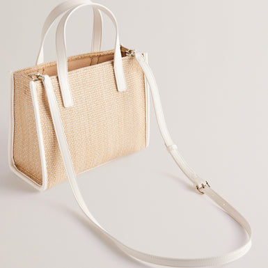 Women's Paolina-Faux Raffia Small Icon Bag Ecru