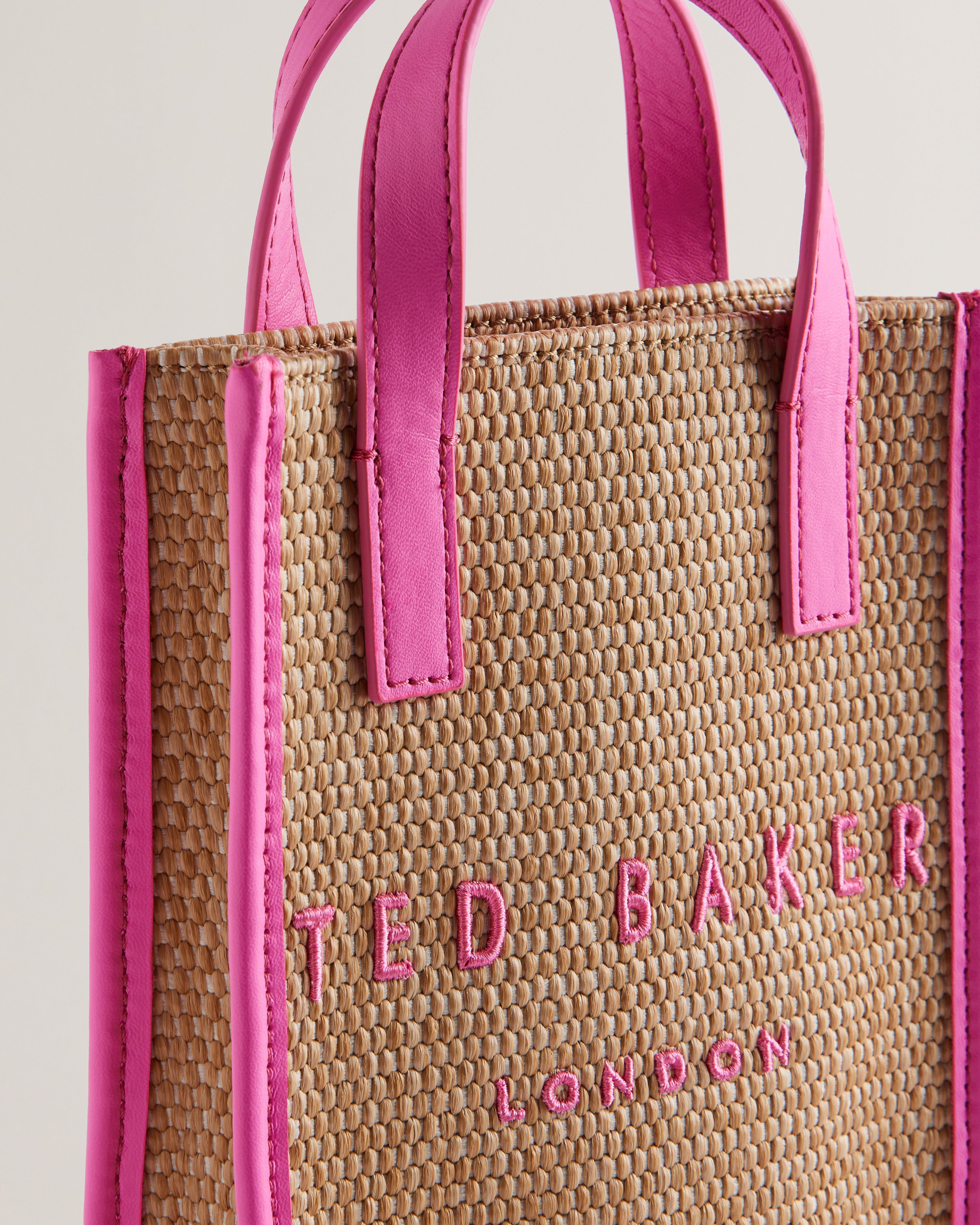 Women's Paolina-Faux Raffia Small Icon Bag Brt-Pink
