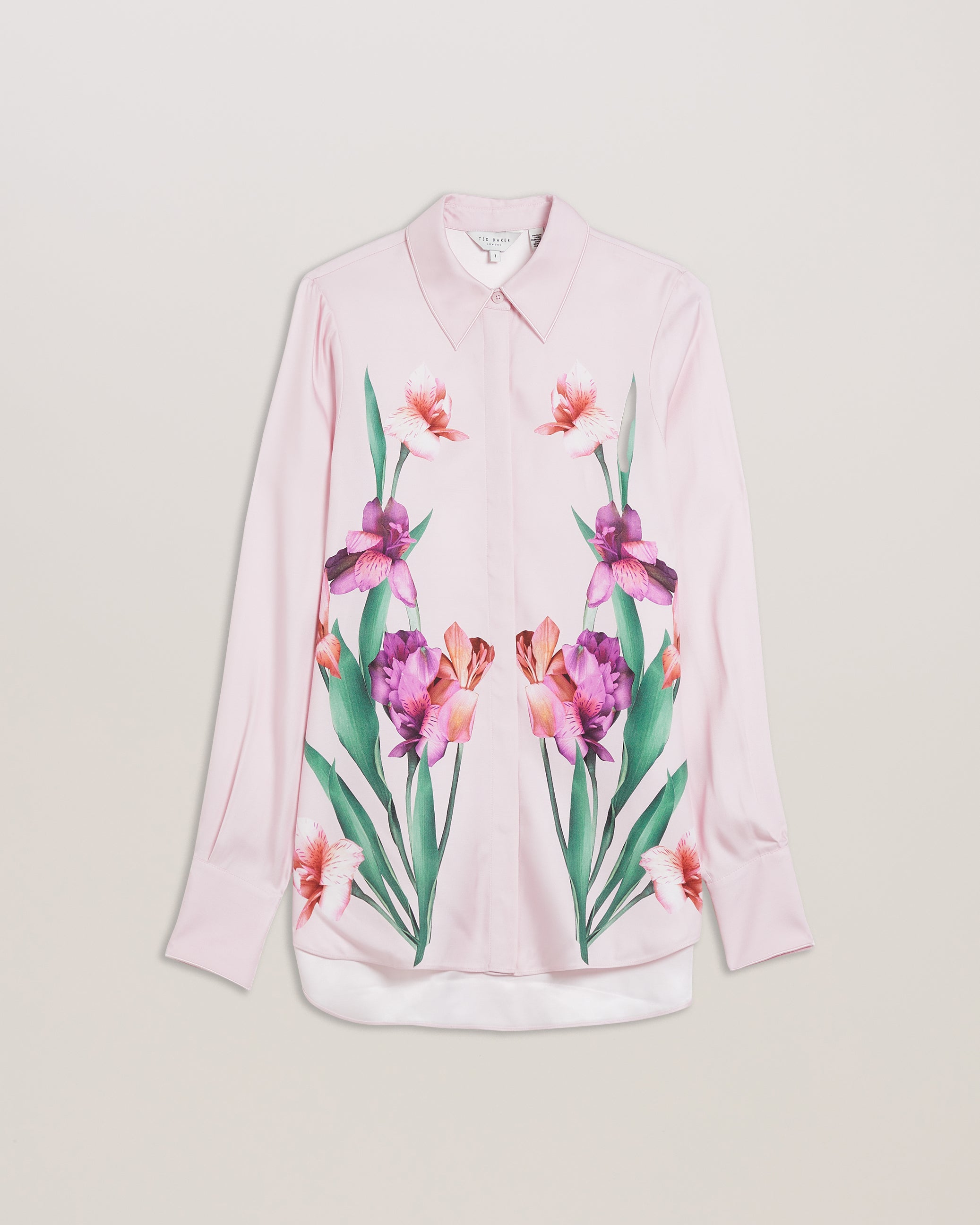 Women's Danube-Printed Longline Shirt With Pocket Lt-Pink