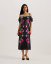 Women's LUCERN-Satin Off The Shoulder Midi Dress Black
