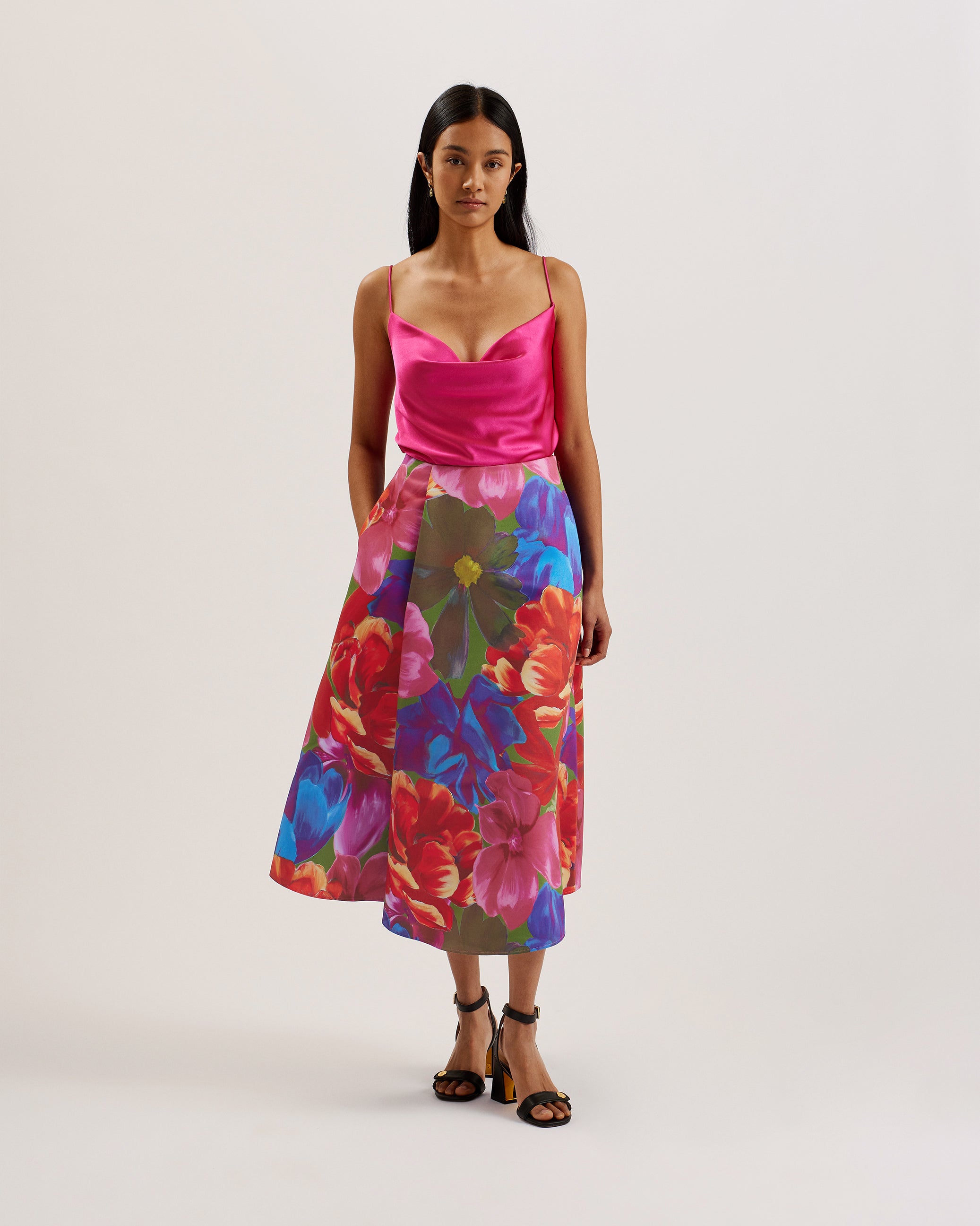 Women's Joralee-Printed Wrap Midi Skirt Multicol