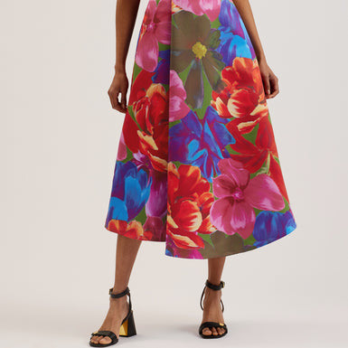 Women's Joralee-Printed Wrap Midi Skirt Multicol