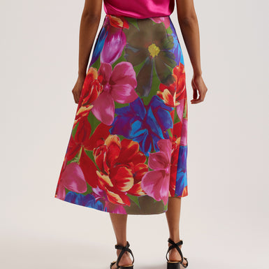 Women's Joralee-Printed Wrap Midi Skirt Multicol