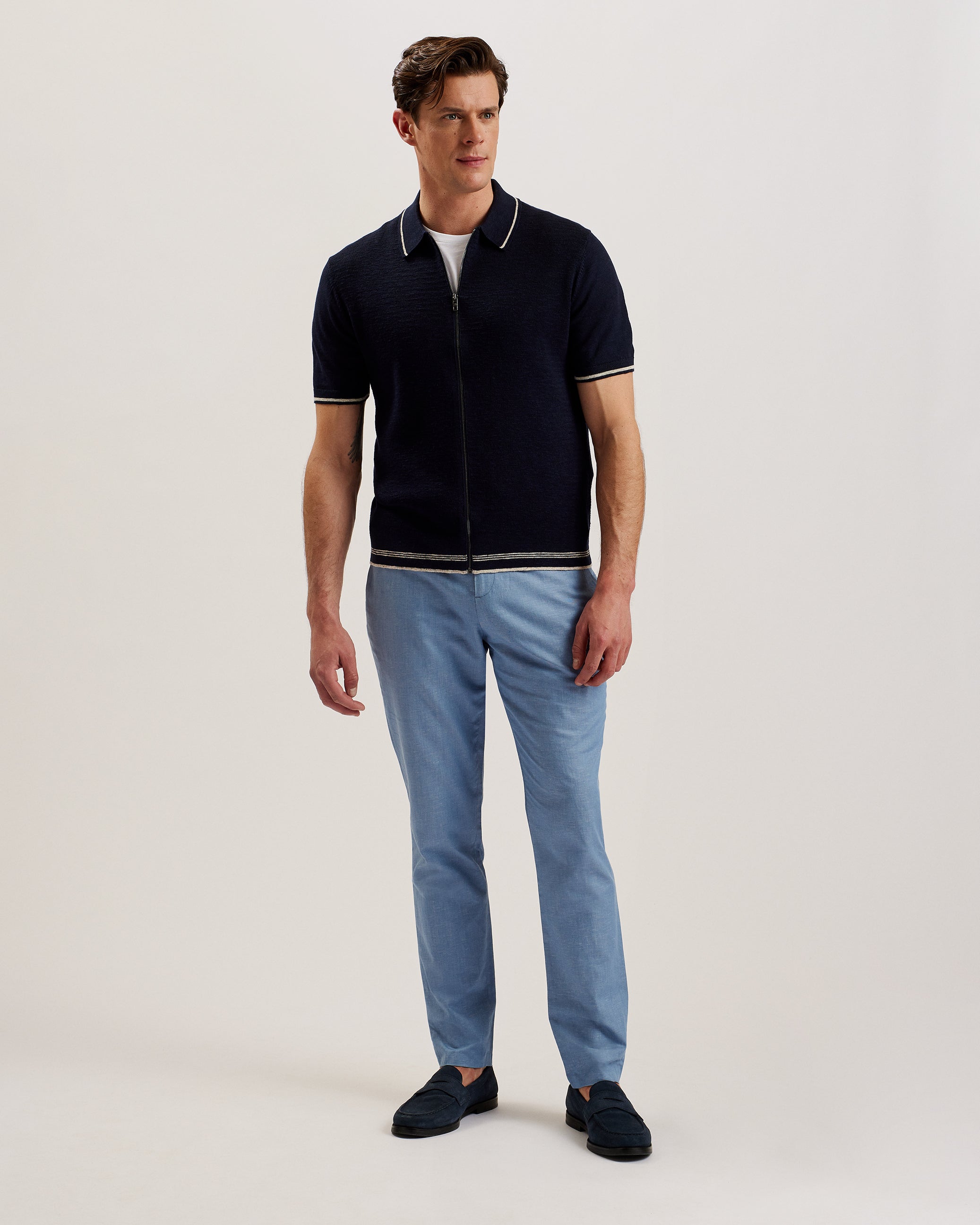 Men's Ribbans-Denim Look Chino Lt-Blue