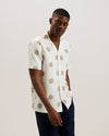 Men's Dimitre-Ss Relaxed Linen Blend Ikat Shirt Ecru