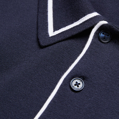 Men's Dunow-Ss Pointelle Diamond Polo Navy