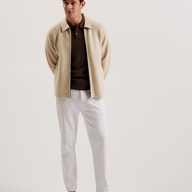 Men's Herling-Ls Boucle Wool Zip Through Taupe