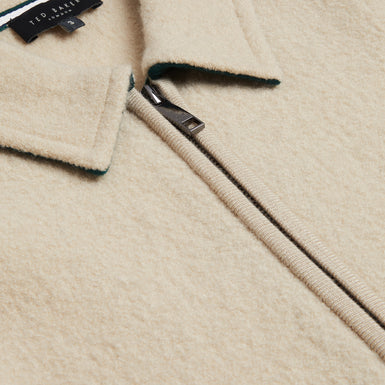 Men's Herling-Ls Boucle Wool Zip Through Taupe