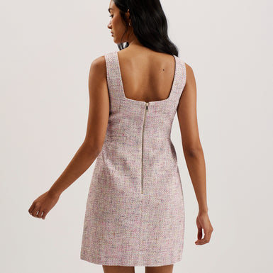 Women's Constre-Tailored Boucle Mini Dress With Slit Ivory