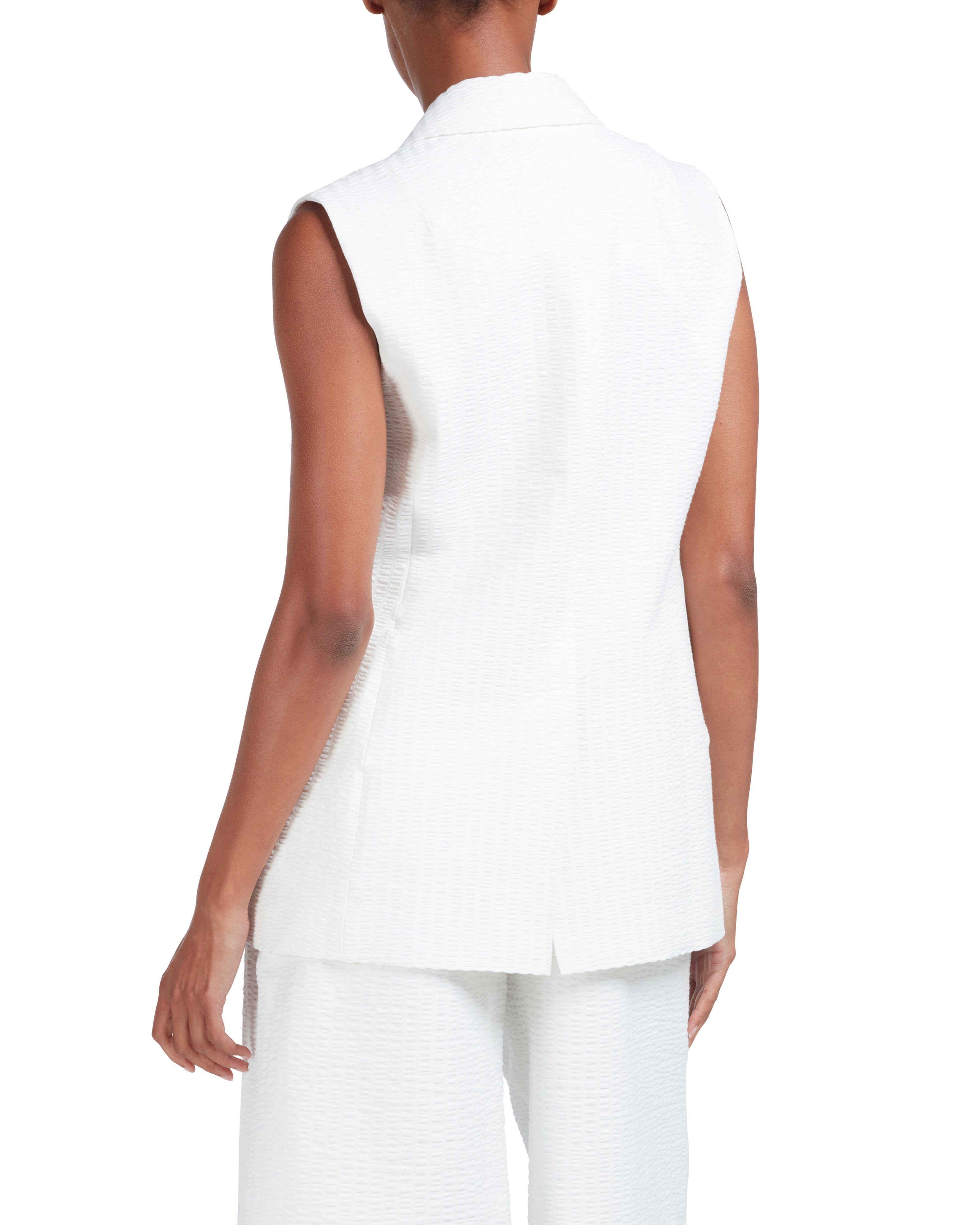 Women's CHARU-Seersucker Sleeveless Blazer White