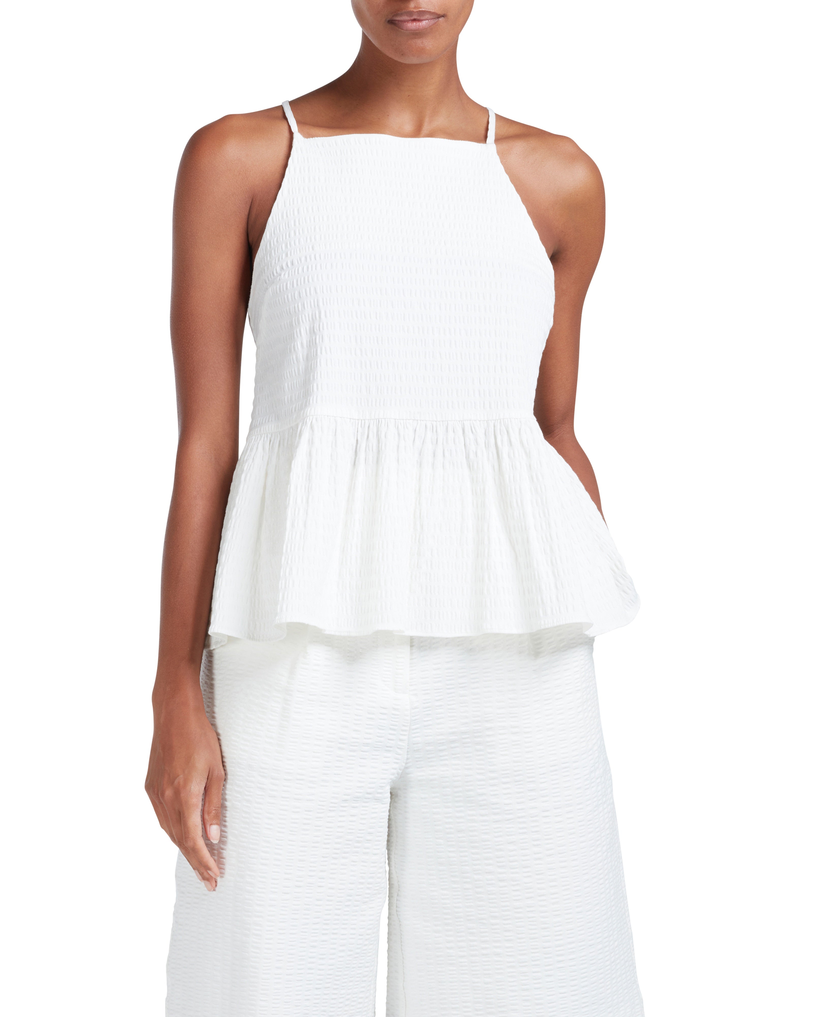 Women's CHARUSH-Seersucker Tailored Wide Leg Shorts White