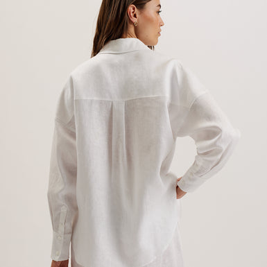 Women's TOLOCA-Oversized Linen Shirt White
