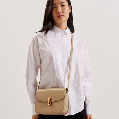 KKAYLI: Polished Leather Satchel Bag