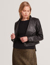 RIYOZE: Leather Cropped Wrap Jacket