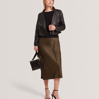 RIYOZE: Leather Cropped Wrap Jacket