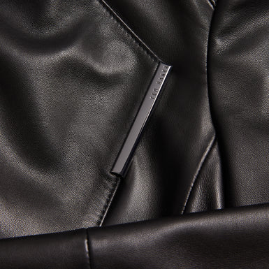 RIYOZE: Leather Cropped Wrap Jacket