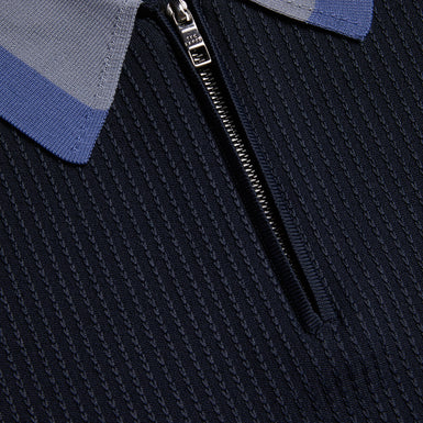 Men's Paxto-Ss Regular Textured Zip Polo Navy