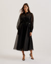 Women's Gibara-Sheer Organza Shirt Maxi Dress Black