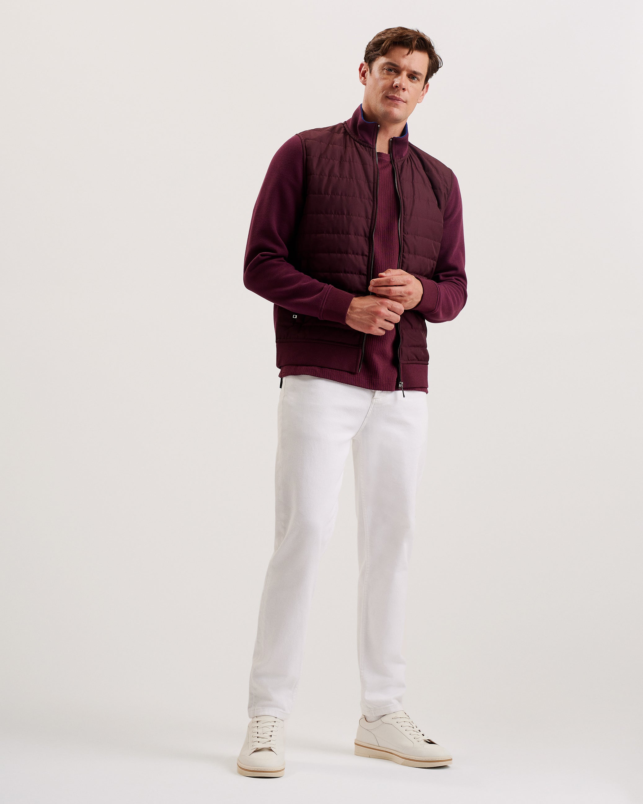 Men's Entil-Ls Regular Fit Quilted Funnel Neck Maroon