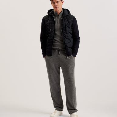 Men's Adburys-Regular Quilted Zip Hoodie Black