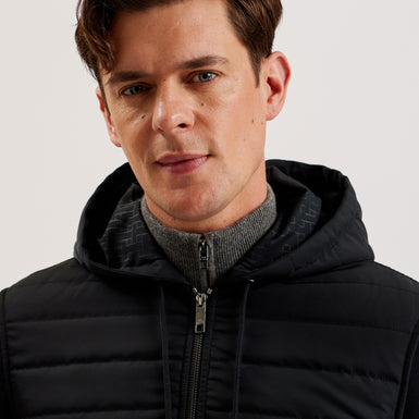 Men's Adburys-Regular Quilted Zip Hoodie Black