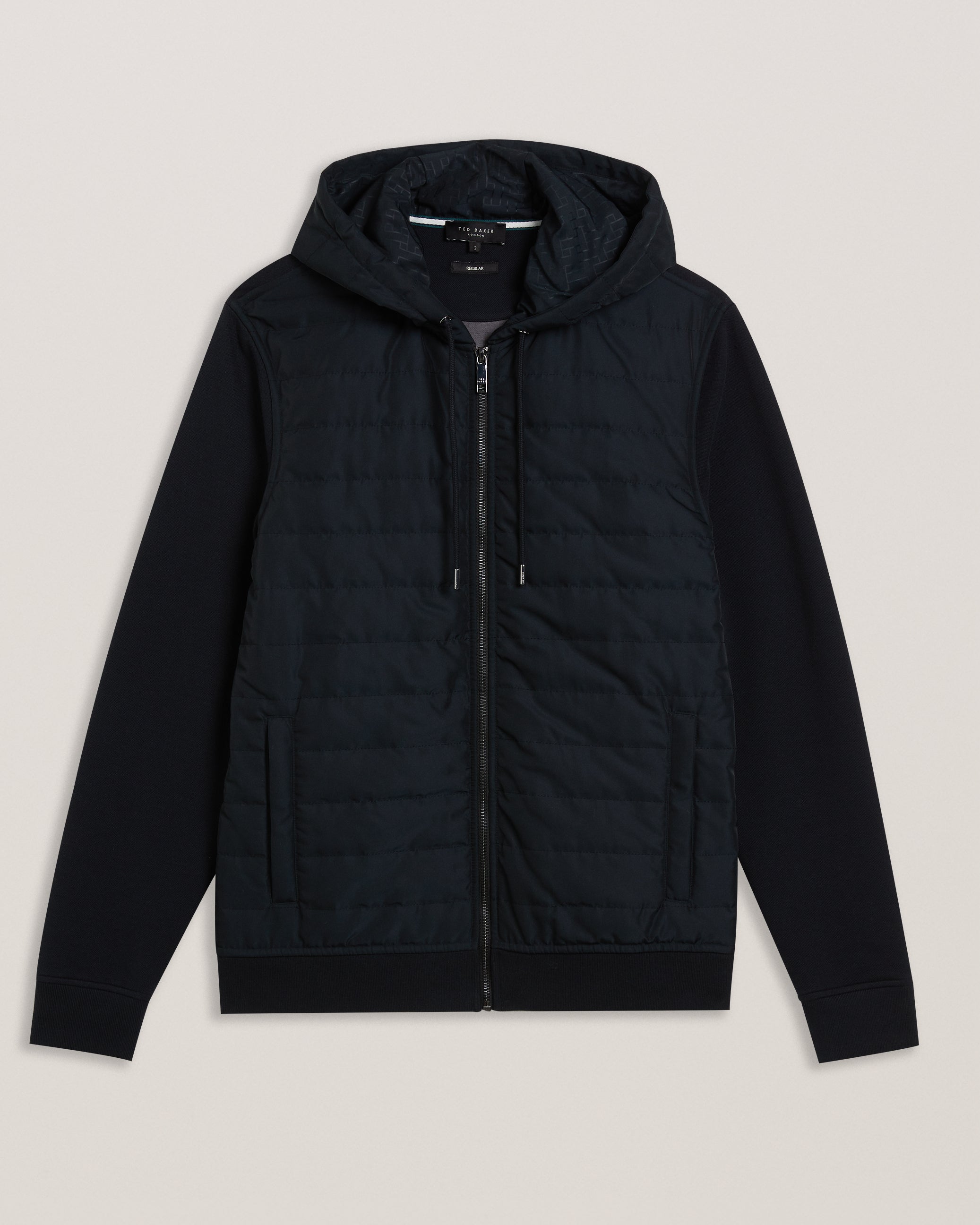 Men's Adburys-Regular Quilted Zip Hoodie Black