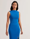 Women's Danhaa-Curve Neckline Knit Top Blue
