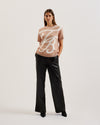 Women's Amoriyy-Branded Short Sleeve Knitted Tee Camel