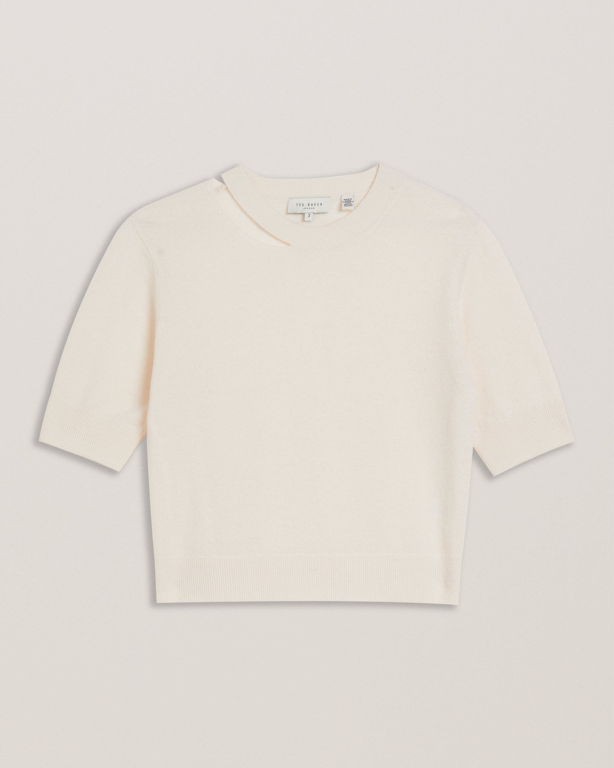 Women's Georgha-Cut Out Neck Knitted SS Tee Ivory