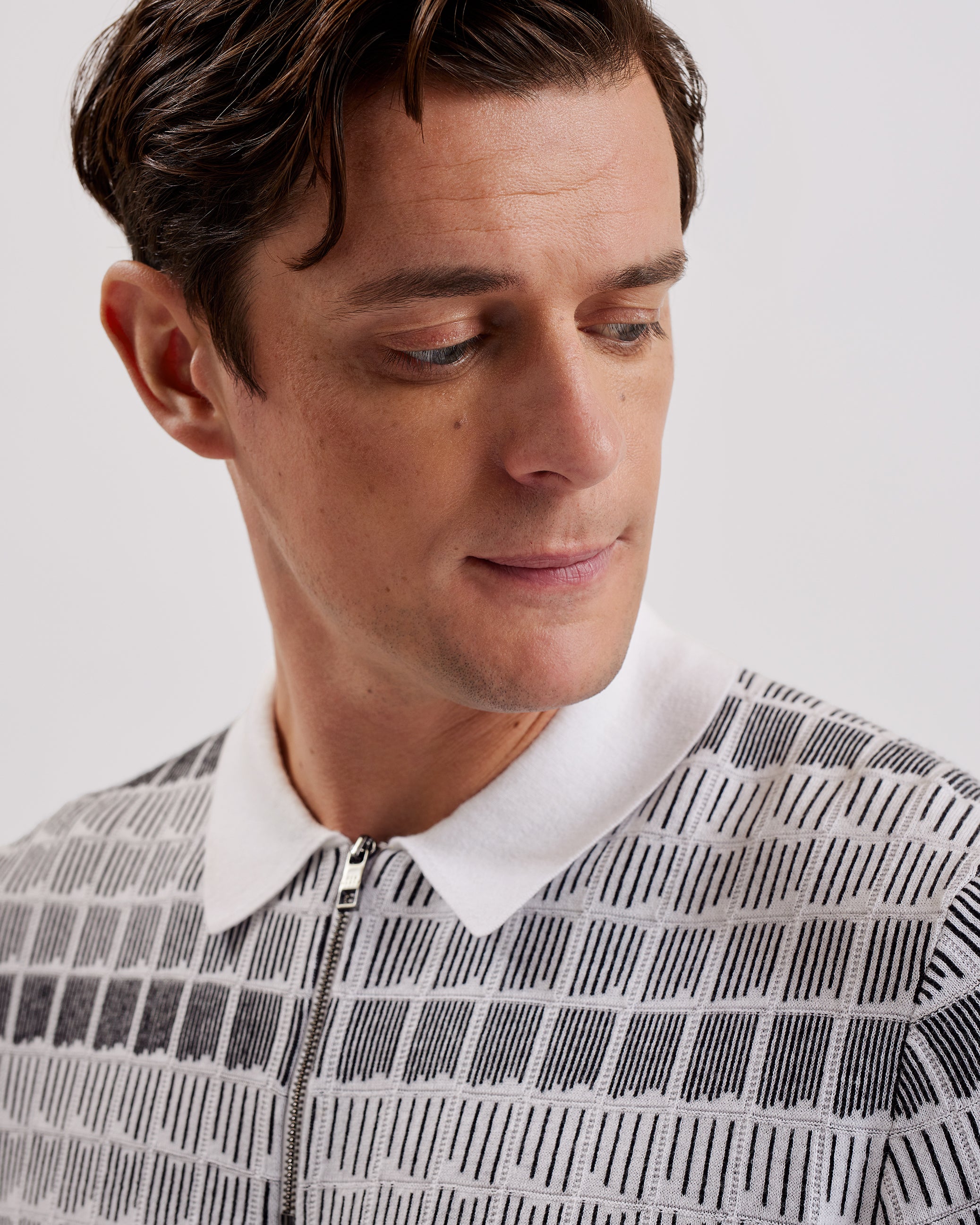 Men's Levers-Ss Regular Jacquard Zip Polo White