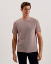 Men's Arlon-Ss Regular Fit Textured T-Shirt Brown