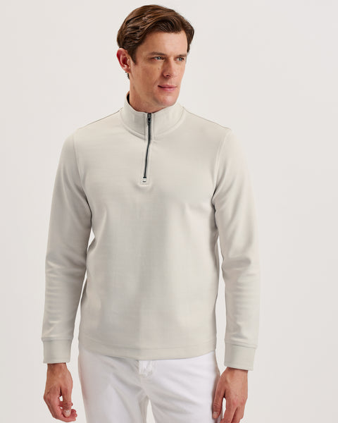 Men's Pryor-Ls Regular Textured Quarter Zip Cream – Poseidon