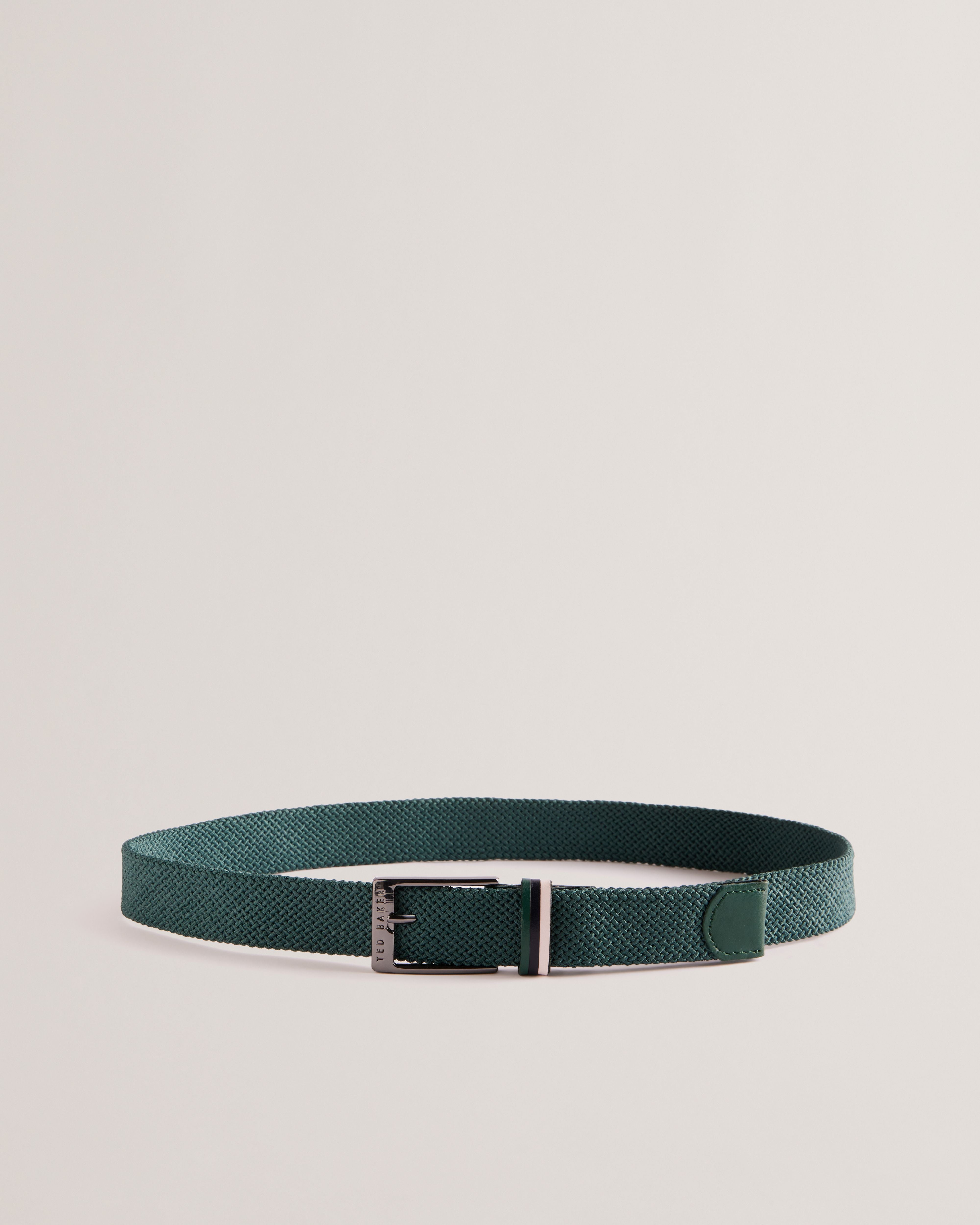 Men's Austiin-Woven Leather Elasticated Belt Dk-Green