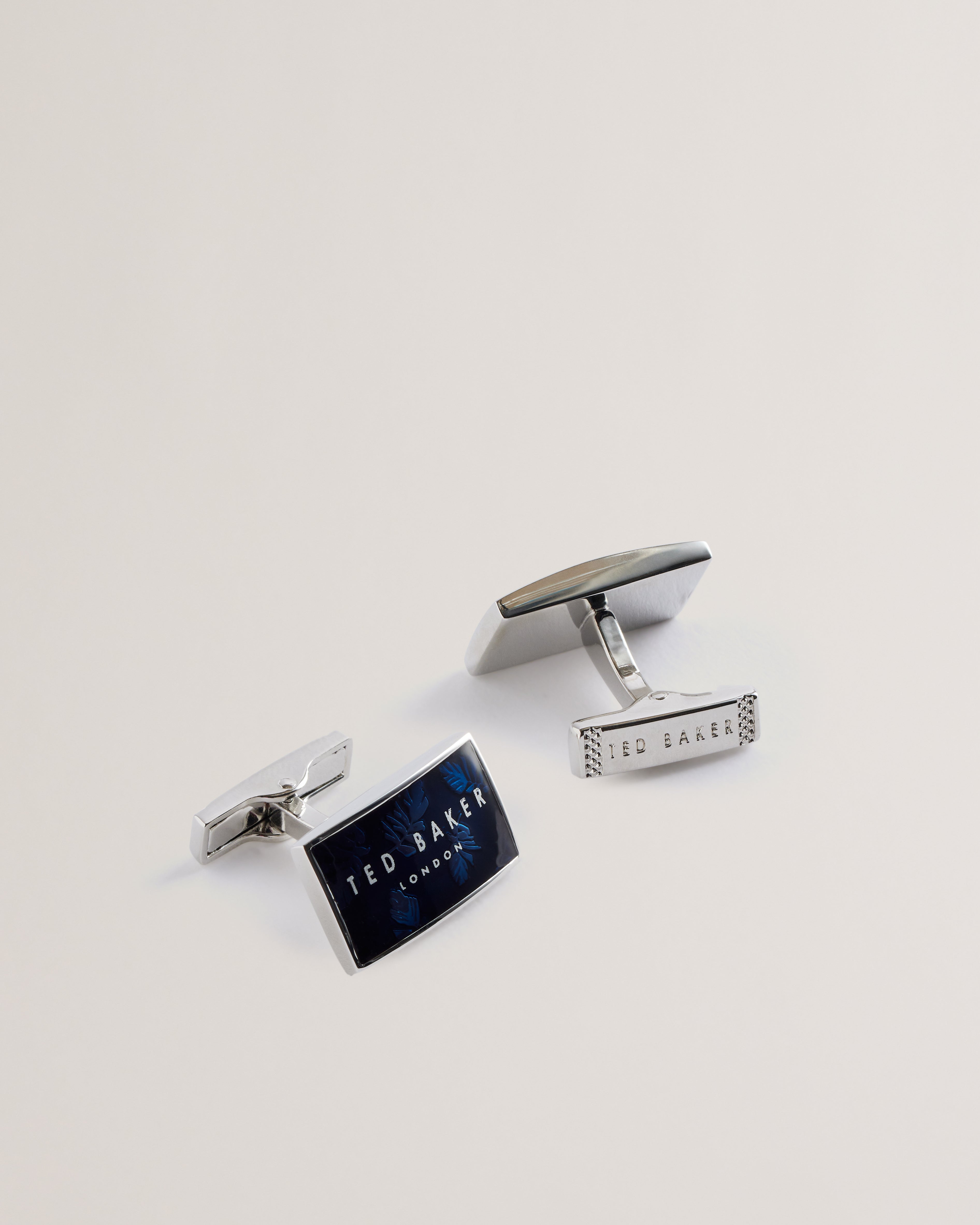 Men's Leroy-Enamel Branded Cufflinks Silver