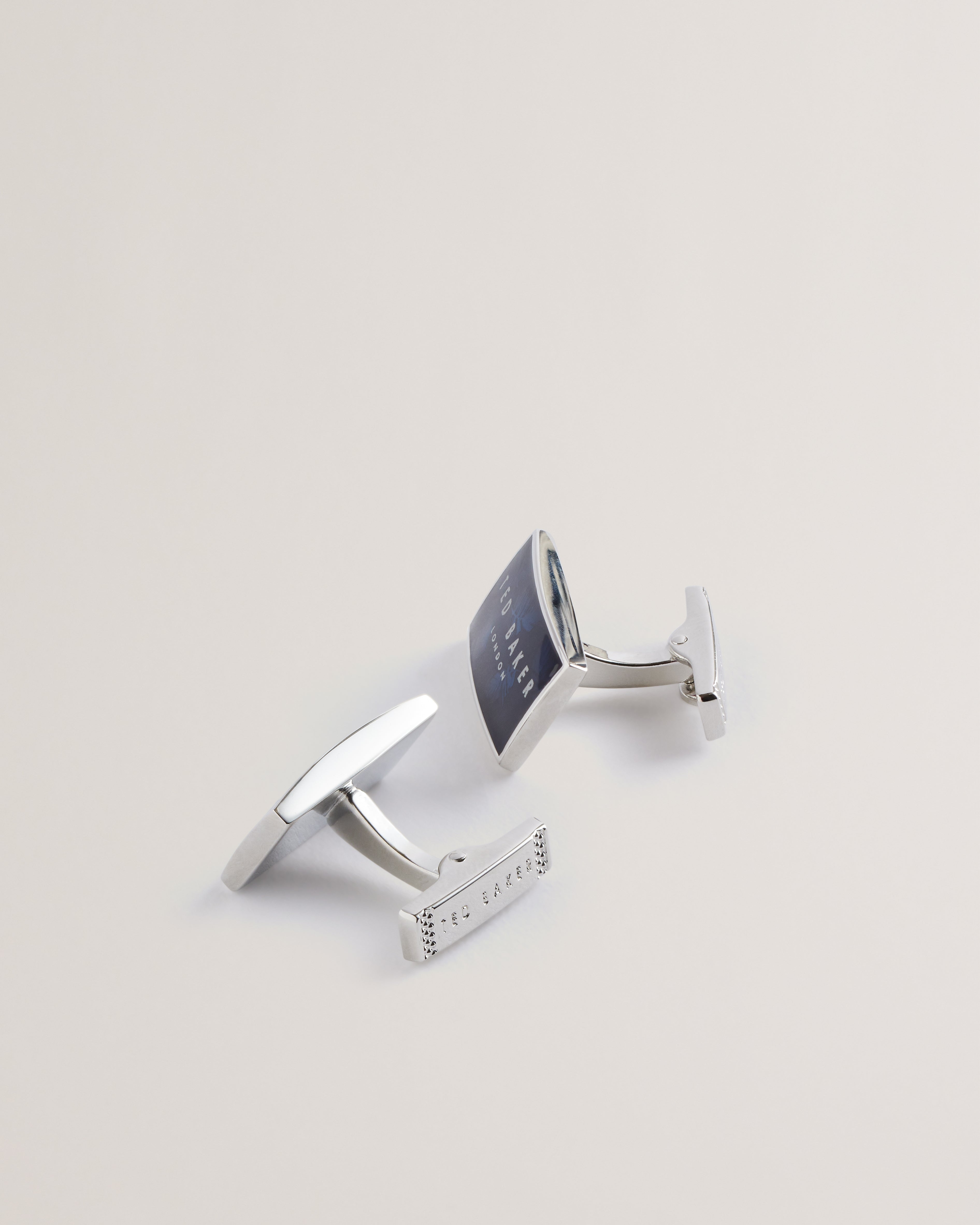 Men's Leroy-Enamel Branded Cufflinks Silver