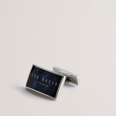 Men's Leroy-Enamel Branded Cufflinks Silver