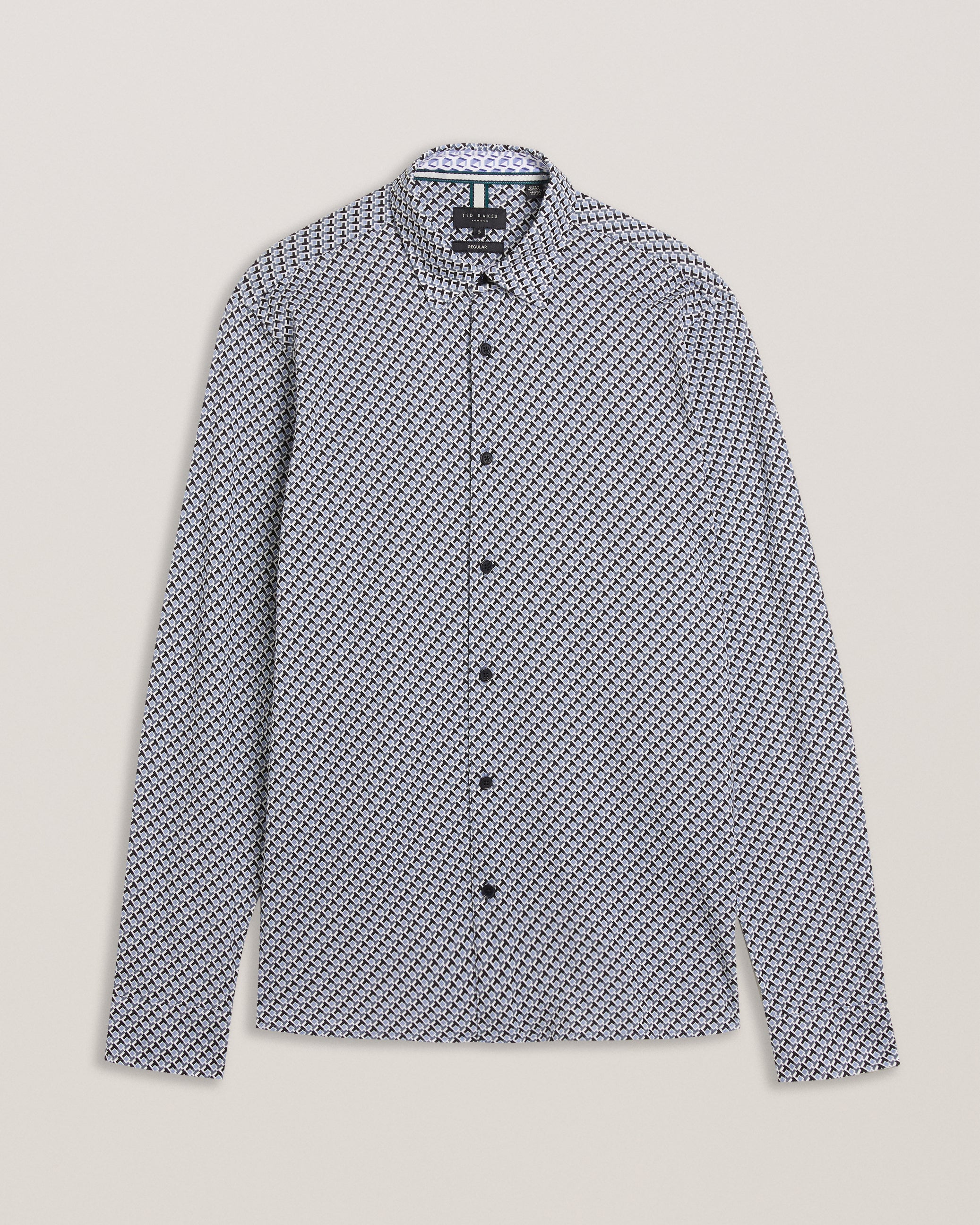 Men's Belsise-Ls Regular Geo Print Jersey Shirt Blue